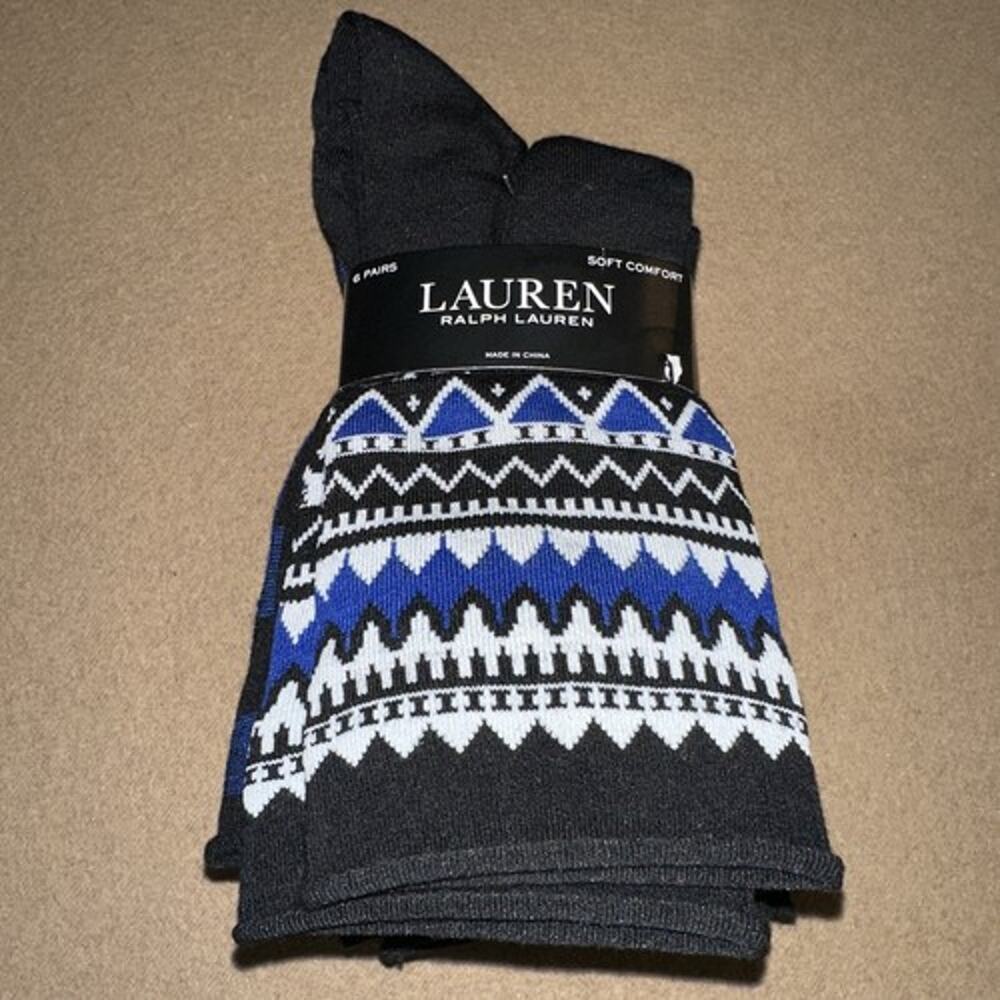 Polo Ralph Lauren Women's 6 pk Roll-Top Assorted Print Socks Sz 9-11